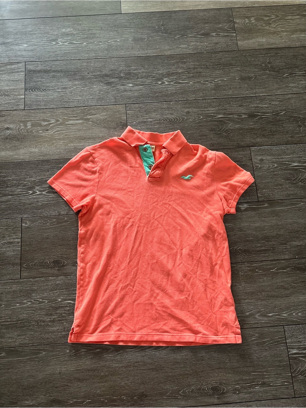 Hollister Coral Polo with Mint Placket
